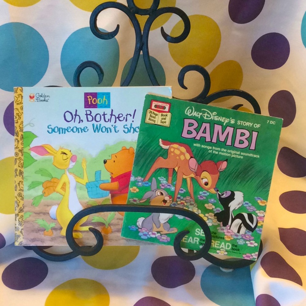 Pair of children Pooh golden book and Bambi EUC